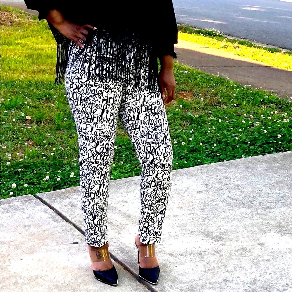 Black and White Printed Pants